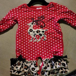 AnnLoren Baby Girls Christmas Leopard Reindeer Romper